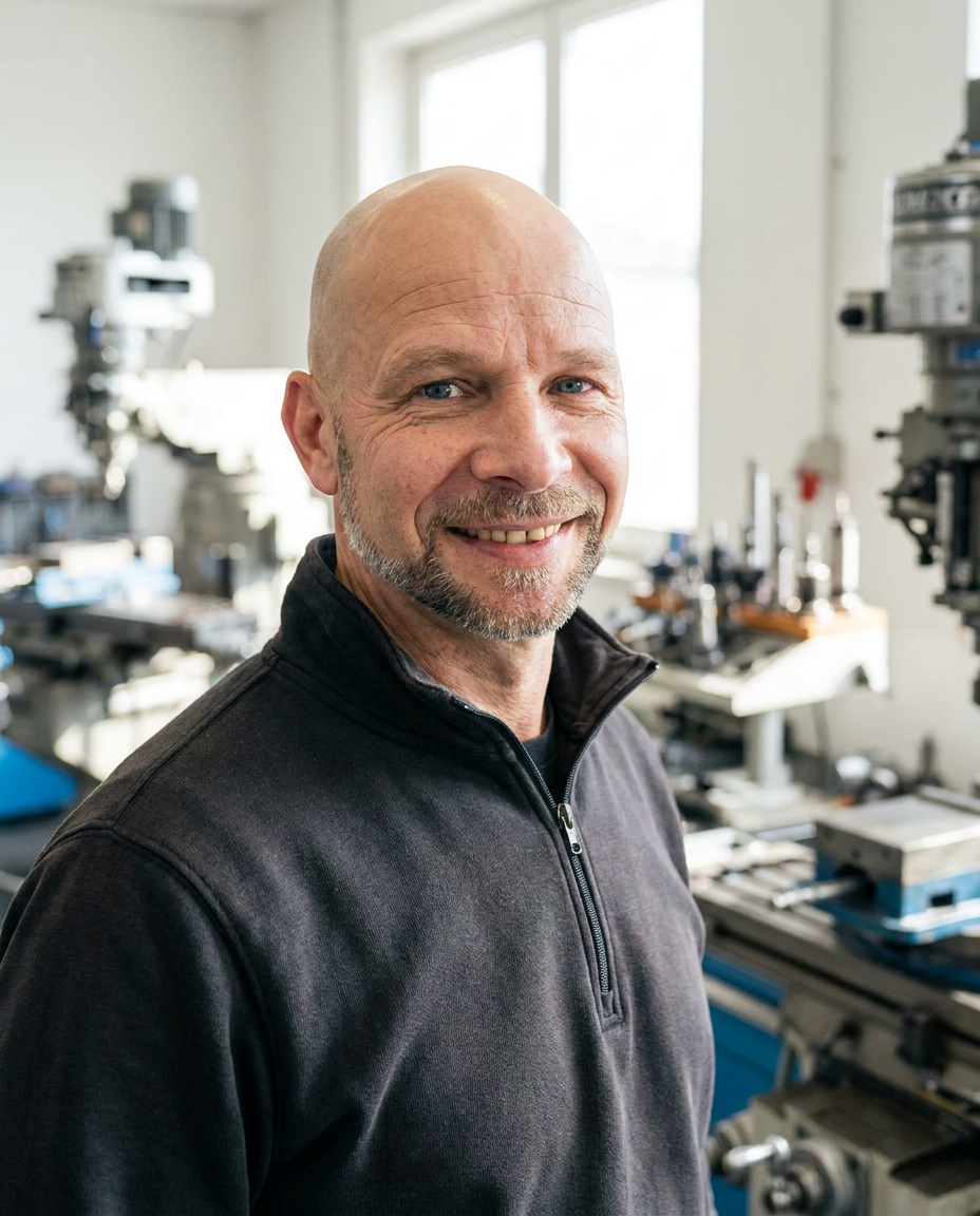 Sascha Friedrich in der Werkstatt