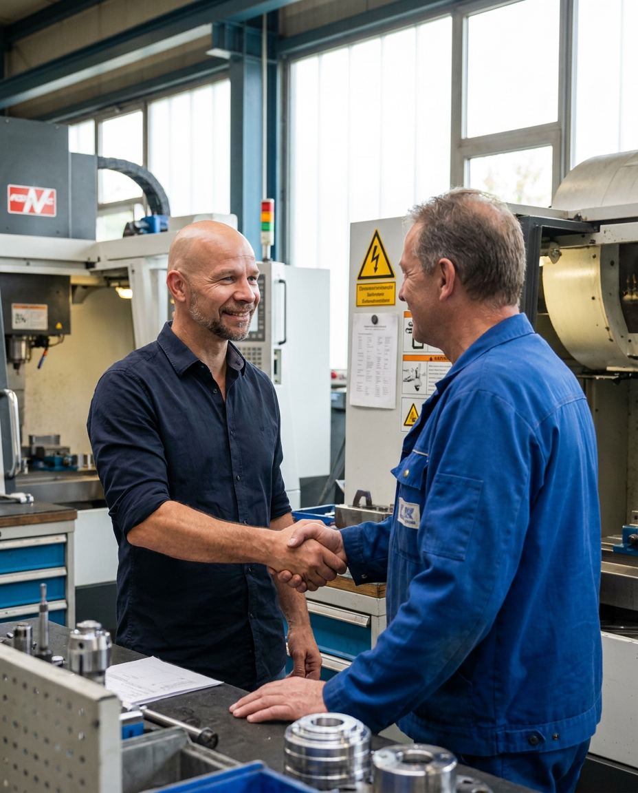 Sascha Friedrich im Gespräch mit einem mittelständischen Unternehmer